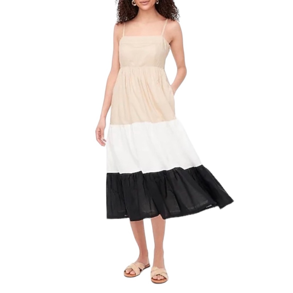 J. Crew Maxi Dress Black, White, and Tan - Picture 2 of 10